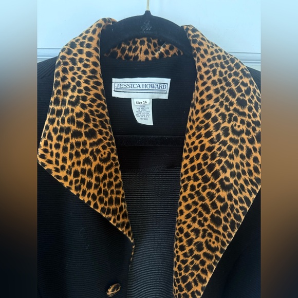 Jessica Howard vintage leopard trim black crop jacket - Picture 5 of 8